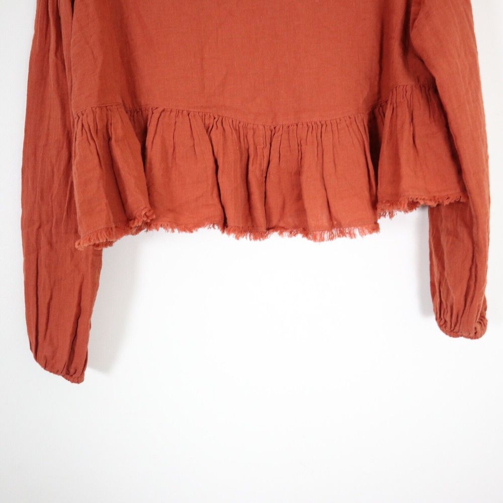 NWT Free People Size XS Lyra Tiered Bed Jacket Gauzey Rust Orange - Picture 10 of 11